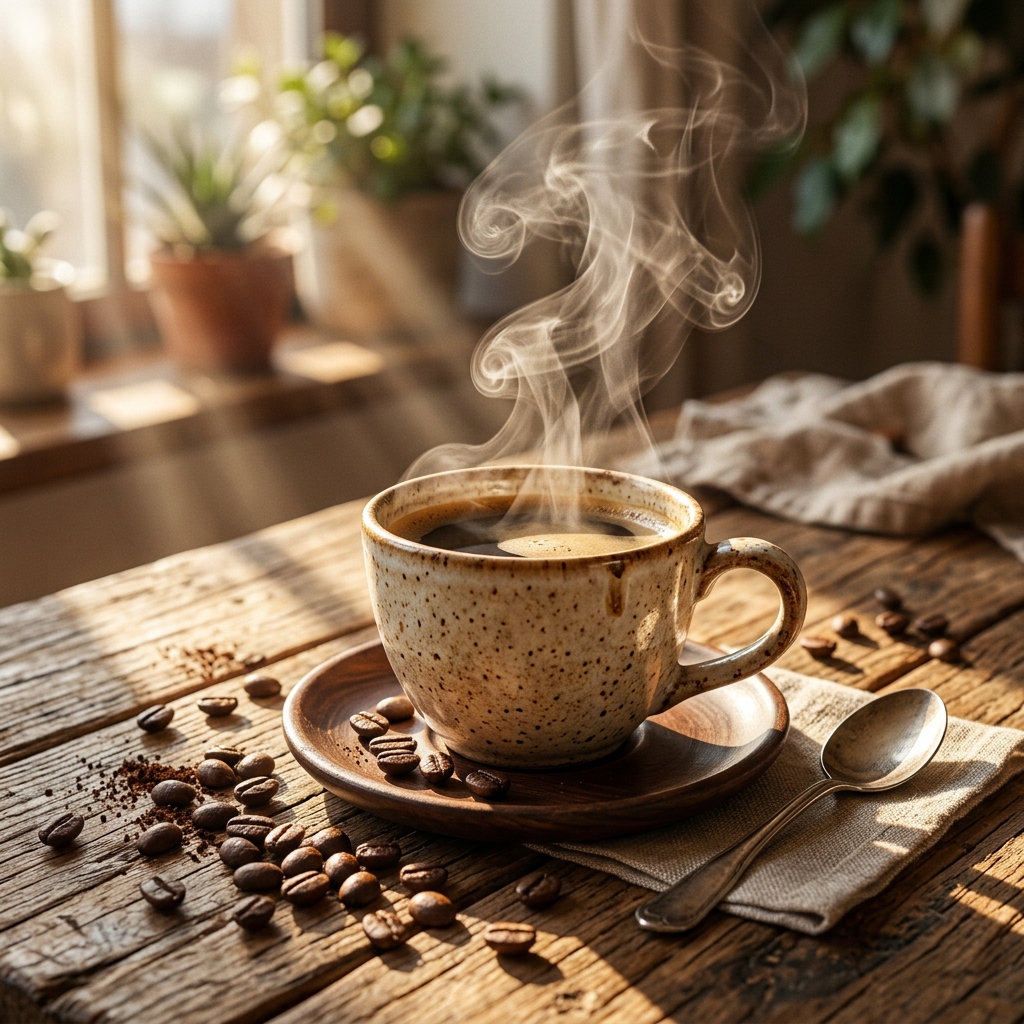 Coffee render with steam